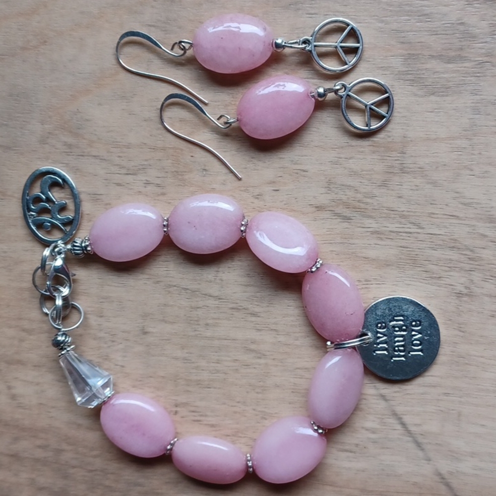 Bracelet and Earing set Pink Quartz